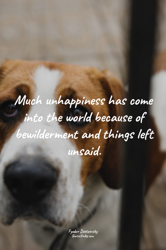 Much unhappiness has come into the world because of bewilderment and things left...