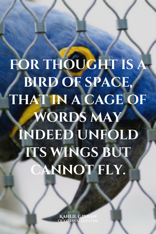 For thought is a bird of space, that in a cage of words may indeed unfold its wi...