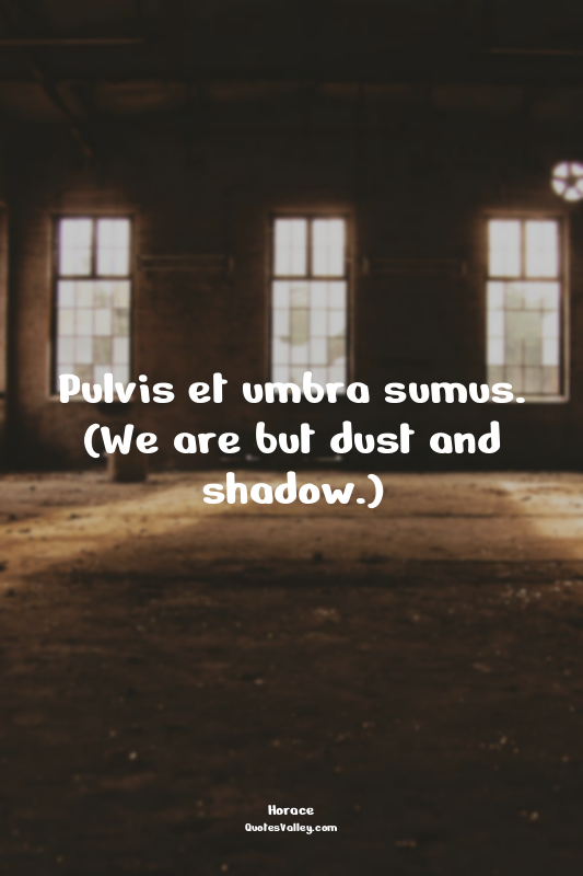Pulvis et umbra sumus. (We are but dust and shadow.)