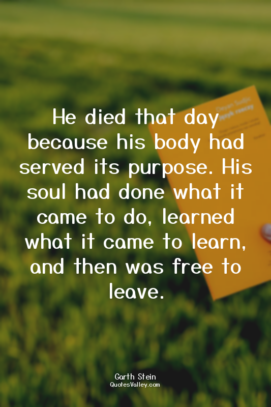 He died that day because his body had served its purpose. His soul had done what...