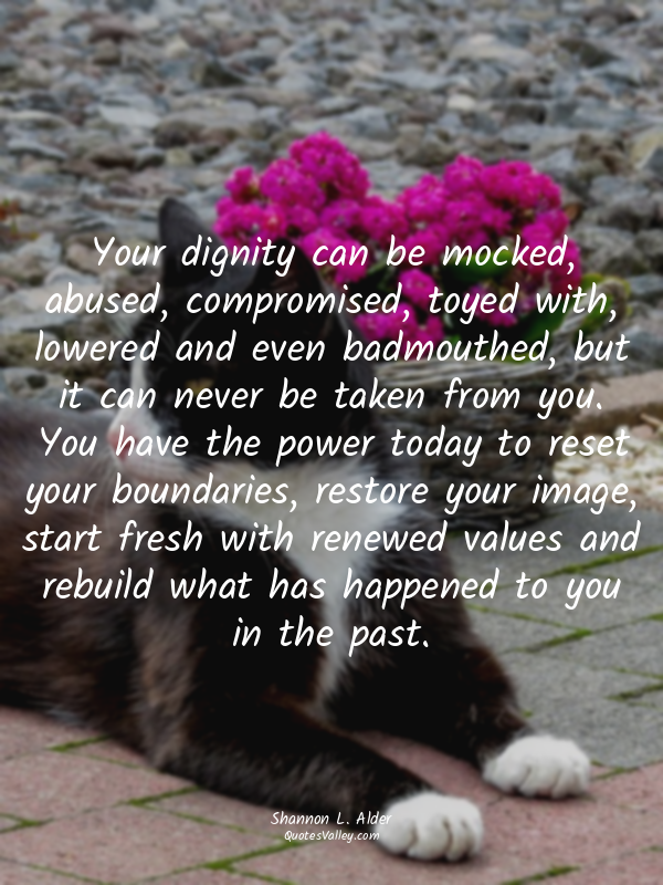 Your dignity can be mocked, abused, compromised, toyed with, lowered and even ba...
