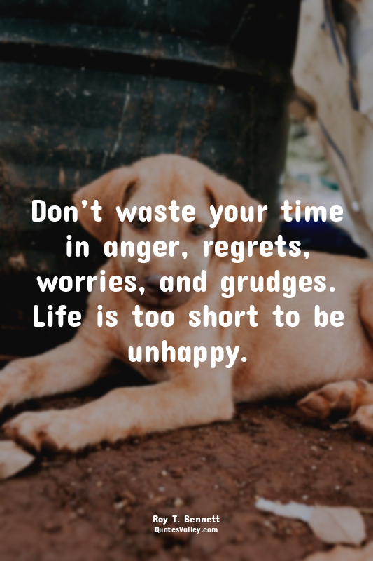 Don’t waste your time in anger, regrets, worries, and grudges. Life is too short...
