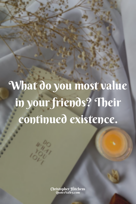 What do you most value in your friends? Their continued existence.