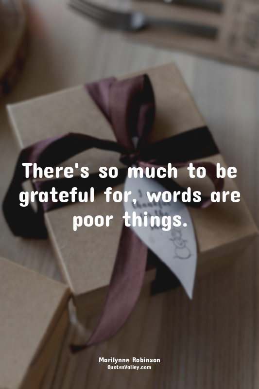 There's so much to be grateful for, words are poor things.