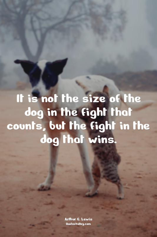 It is not the size of the dog in the fight that counts, but the fight in the dog...