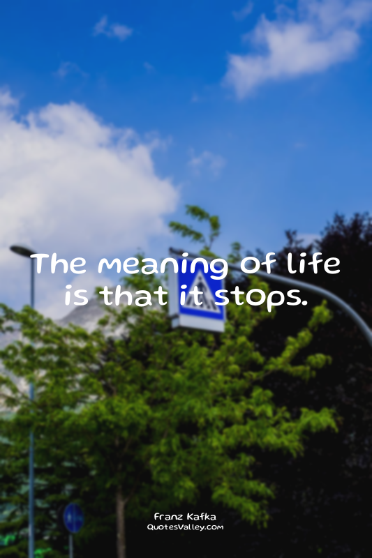 The meaning of life is that it stops.