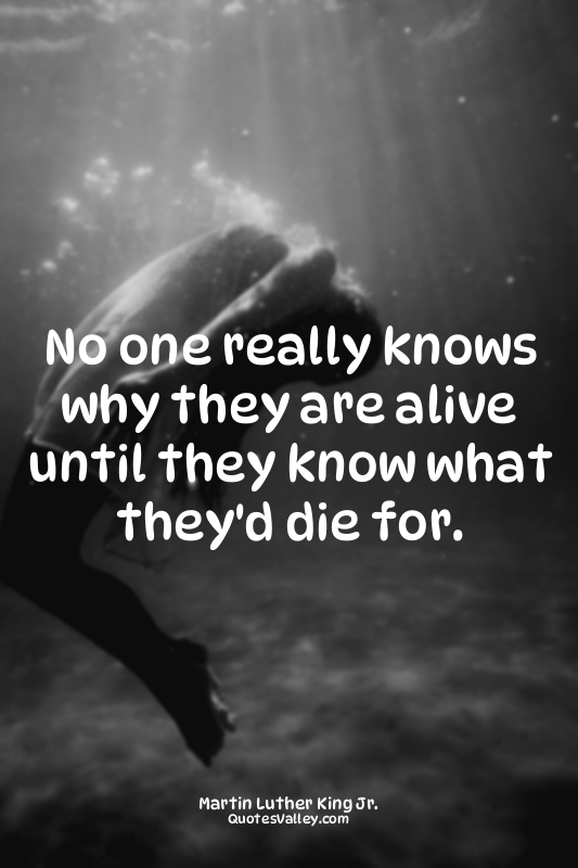 No one really knows why they are alive until they know what they'd die for.