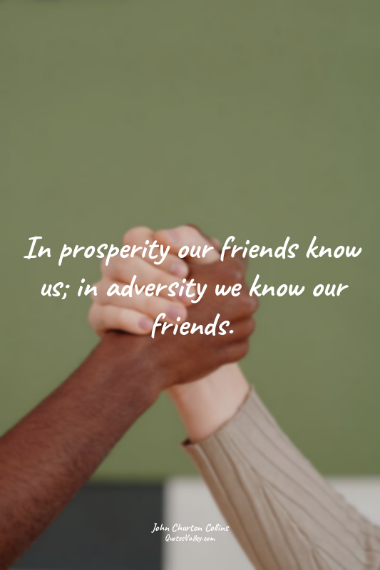In prosperity our friends know us; in adversity we know our friends.