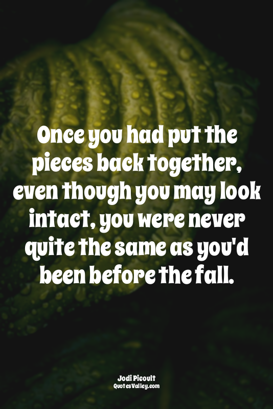 Once you had put the pieces back together, even though you may look intact, you...