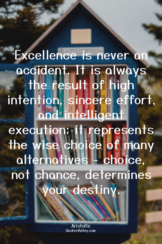 Excellence is never an accident. It is always the result of high intention, sinc...