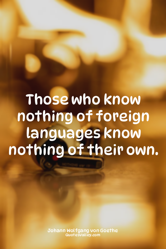 Those who know nothing of foreign languages know nothing of their own.