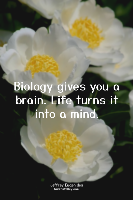 Biology gives you a brain. Life turns it into a mind.