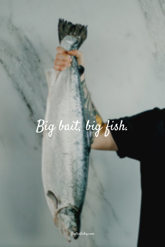 Big bait, big fish.