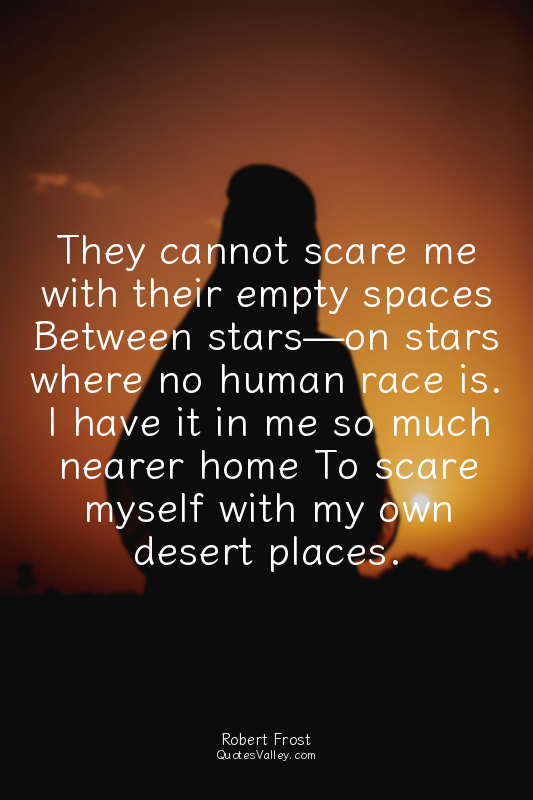 They cannot scare me with their empty spaces Between stars—on stars where no hum...