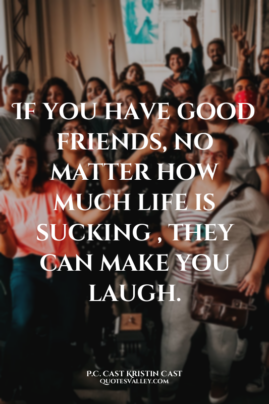 If you have good friends, no matter how much life is sucking , they can make you...