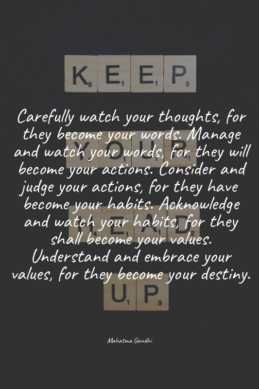 Carefully watch your thoughts, for they become your words. Manage and watch your...