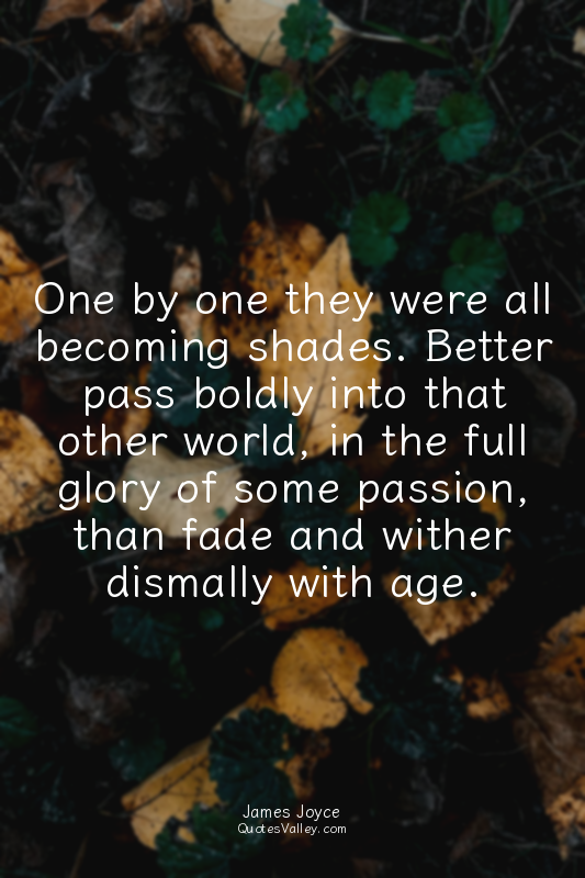 One by one they were all becoming shades. Better pass boldly into that other wor...