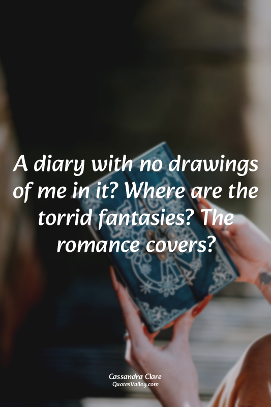 A diary with no drawings of me in it? Where are the torrid fantasies? The romanc...