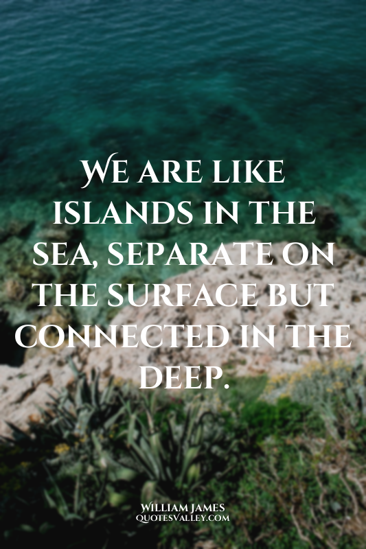 We are like islands in the sea, separate on the surface but connected in the dee...