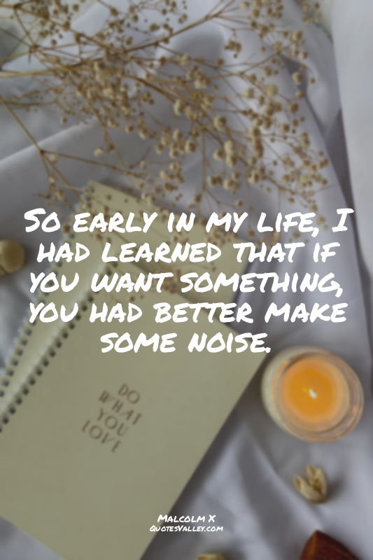 So early in my life, I had learned that if you want something, you had better ma...