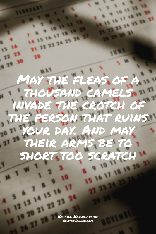 May the fleas of a thousand camels invade the crotch of the person that ruins yo...