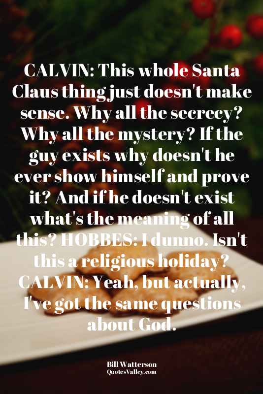 CALVIN: This whole Santa Claus thing just doesn't make sense. Why all the secrec...