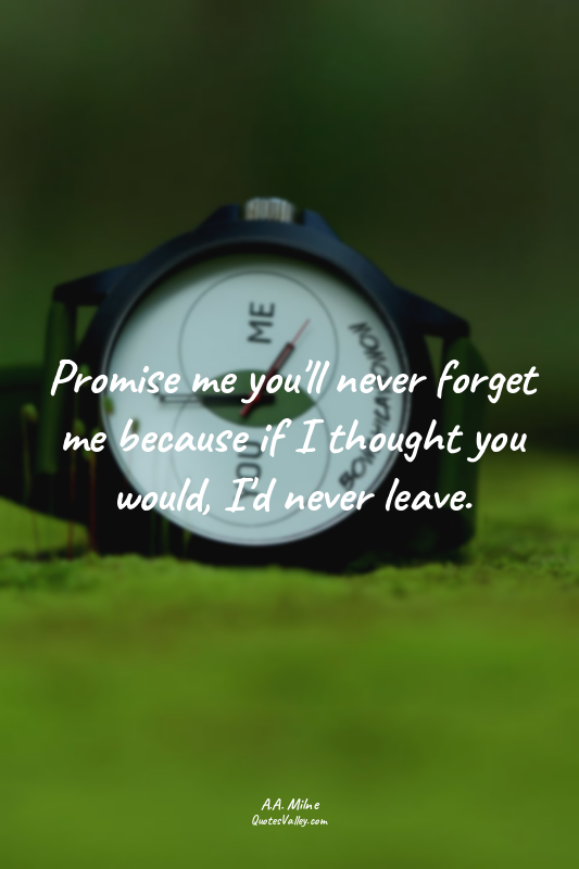 Promise me you'll never forget me because if I thought you would, I'd never leav...