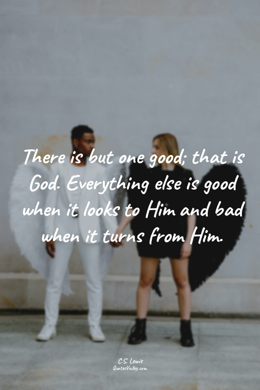 There is but one good; that is God. Everything else is good when it looks to Him...