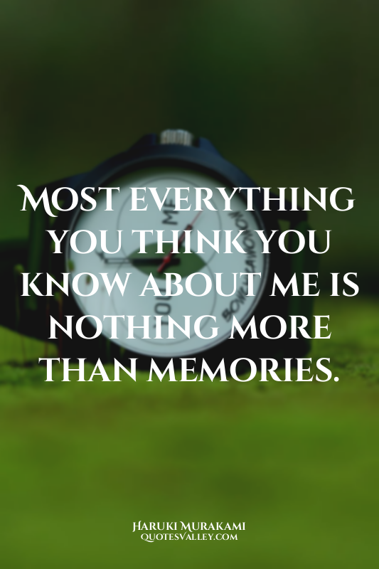Most everything you think you know about me is nothing more than memories.
