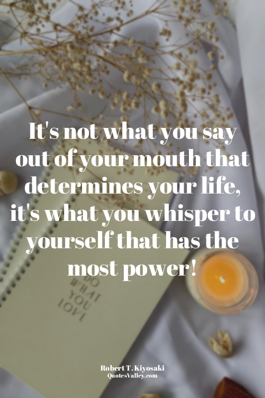 It's not what you say out of your mouth that determines your life, it's what you...