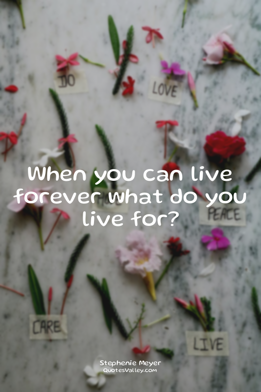 When you can live forever what do you live for?