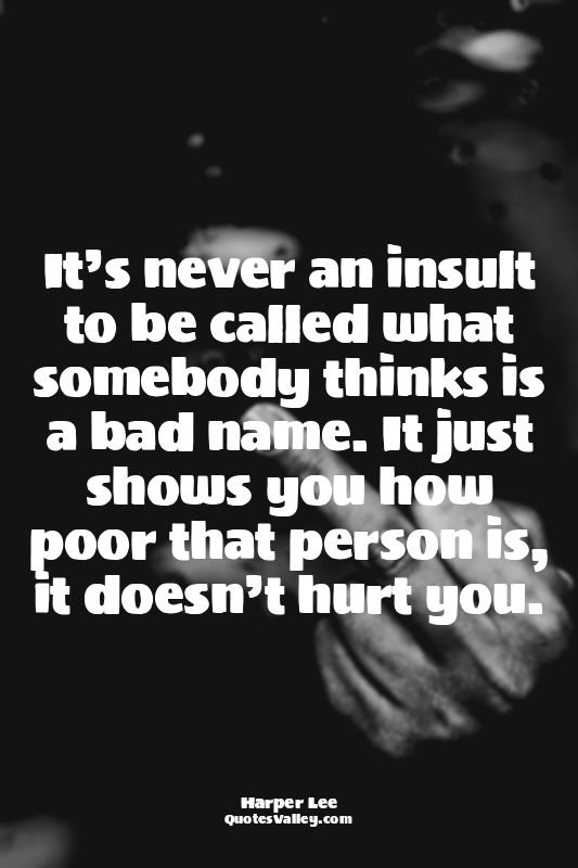 It’s never an insult to be called what somebody thinks is a bad name. It just sh...