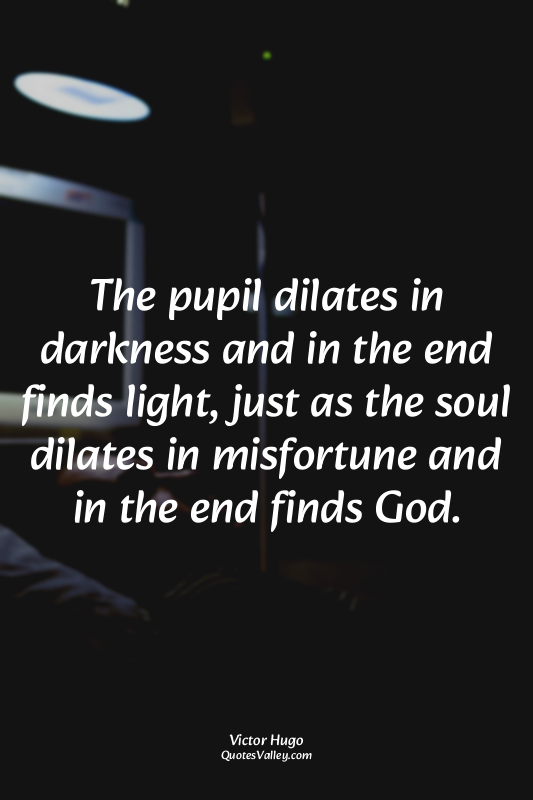 The pupil dilates in darkness and in the end finds light, just as the soul dilat...