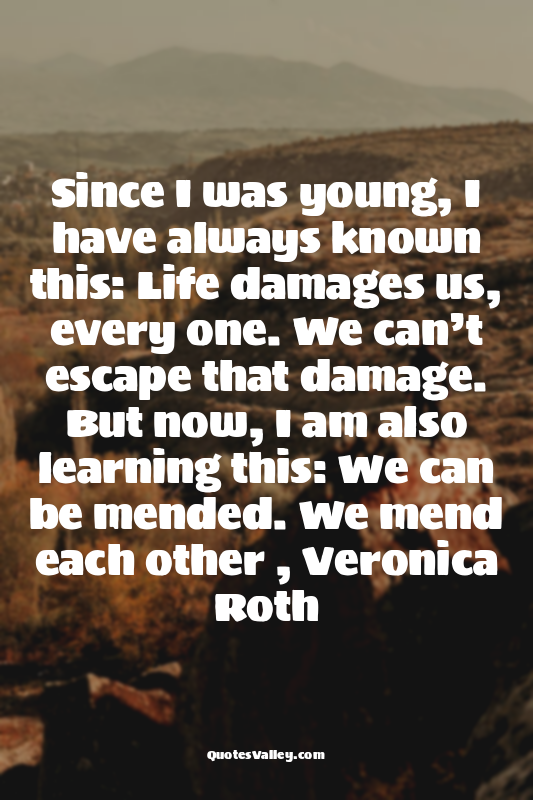Since I was young, I have always known this: Life damages us, every one. We can’...