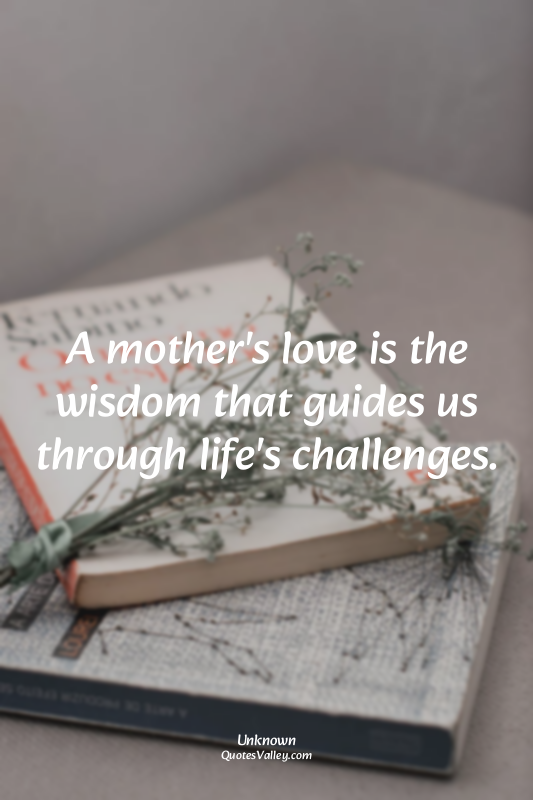 A mother's love is the wisdom that guides us through life's challenges.