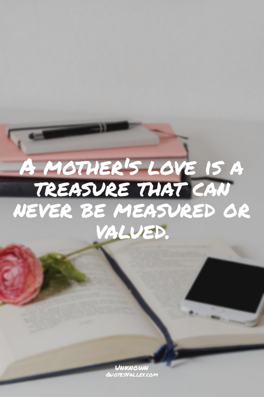 A mother's love is a treasure that can never be measured or valued.