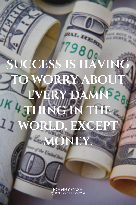 Success is having to worry about every damn thing in the world, except money.